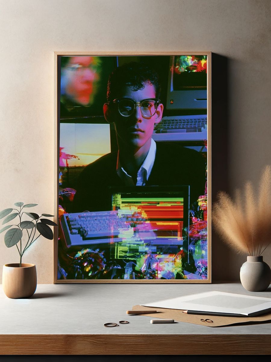 Glitch Portrait of a Young Man Poster. — room view 2