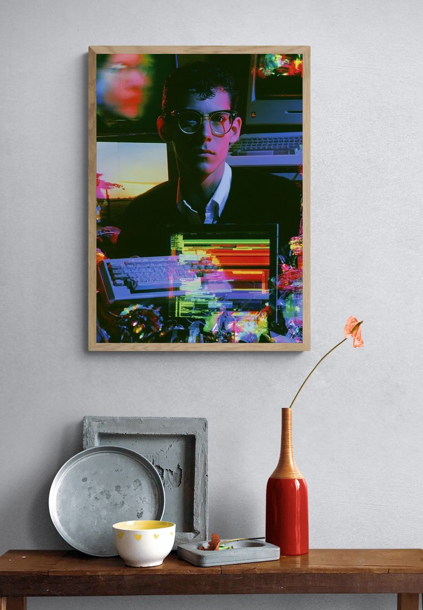 Glitch Portrait of a Young Man Poster. — room view 3