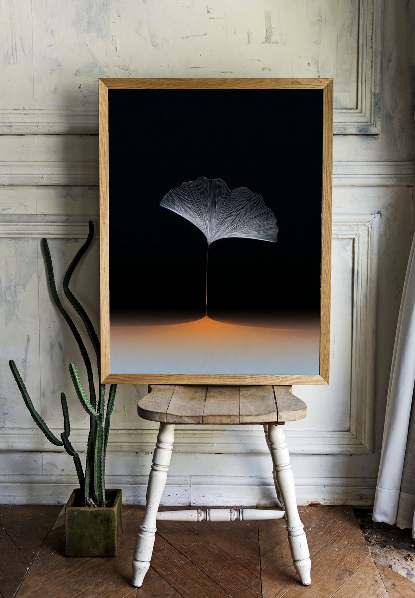 Ginkgo Leaf — Minimalist Print. — room view 1
