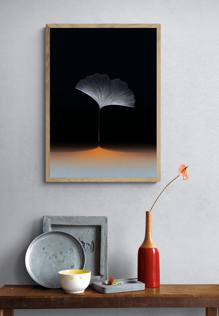 Ginkgo Leaf — Minimalist Print. — room view 3