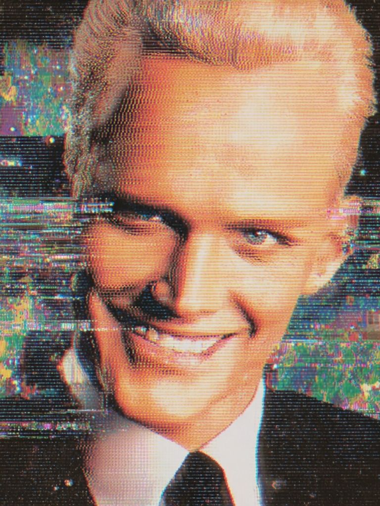 Glitch Portrait of a Smiling Man Poster. poster — photography art