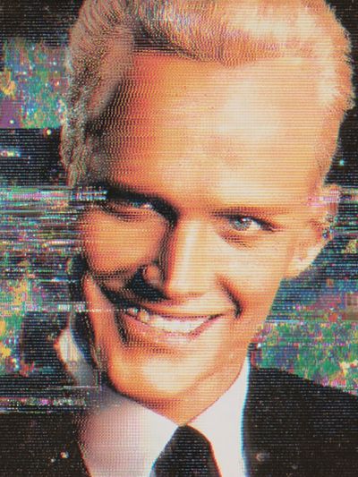 Glitch Portrait of a Smiling Man Poster. poster print