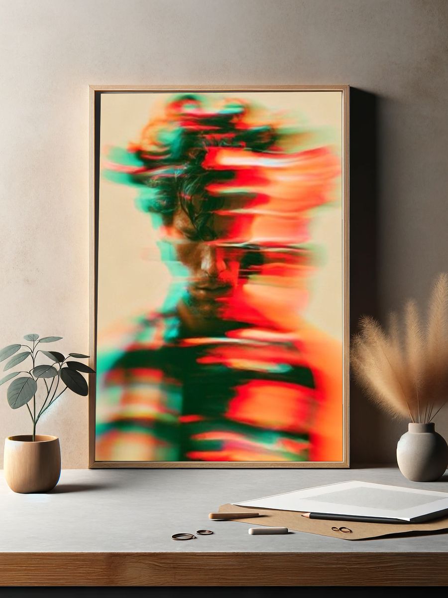 Glitch Portrait Photography Poster. — room view 2