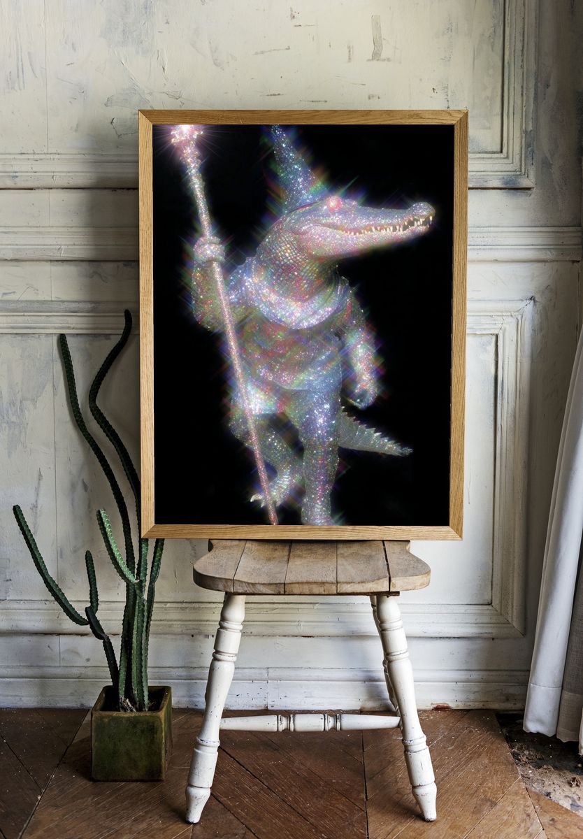 Glittering Alligator Wizard Poster. room preview