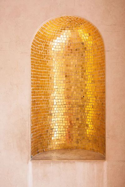Golden Mosaic Arch — Fine Art Print. poster