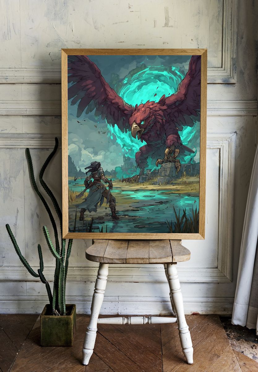 Epic Battle with a Mythical Beast — Gaming Print. — room view 1
