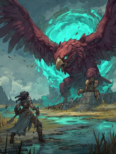Epic Battle with a Mythical Beast — Gaming Print. poster print
