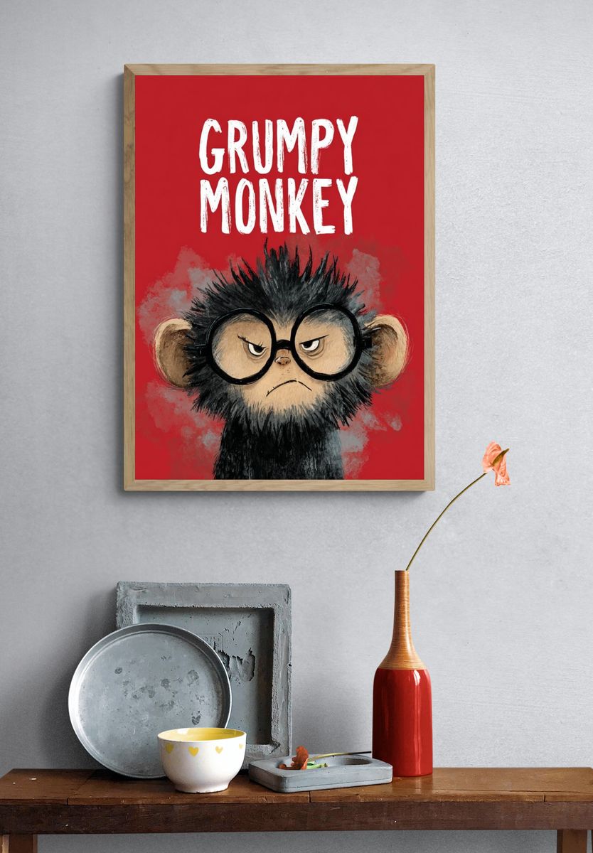 Grumpy Monkey — Illustration Print. — room view 3