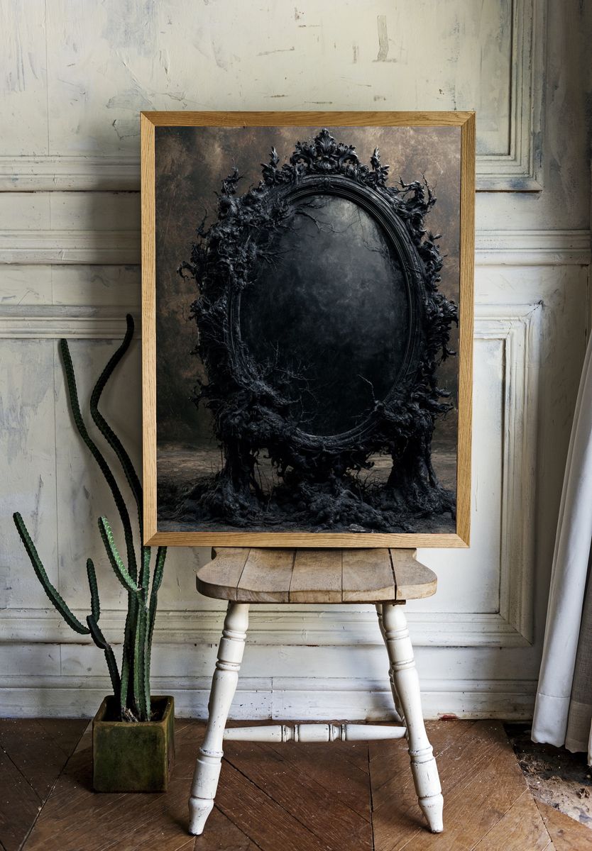 Gothic Mirror Surrealism Poster. room preview