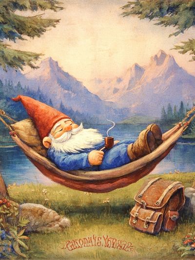 Relaxing Gnome — Illustration Print. poster print