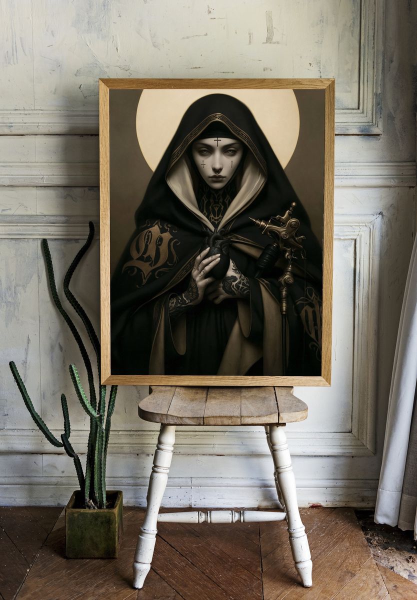Gothic Nun Portrait Poster. — room view 1