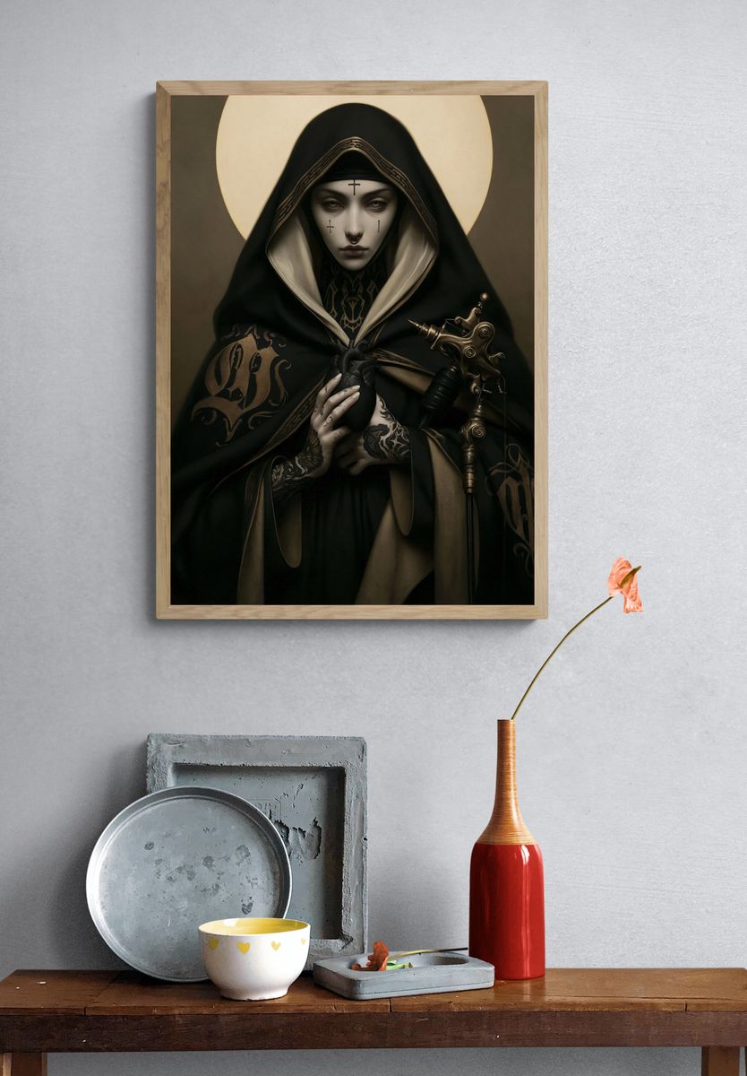 Gothic Nun Portrait Poster. — room view 3