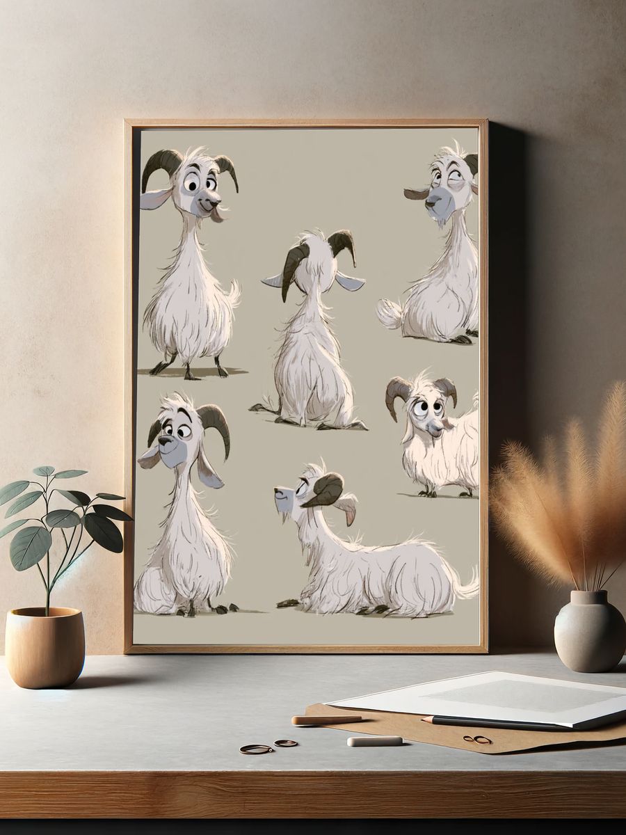 Whimsical Goat Character Poster. — room view 2