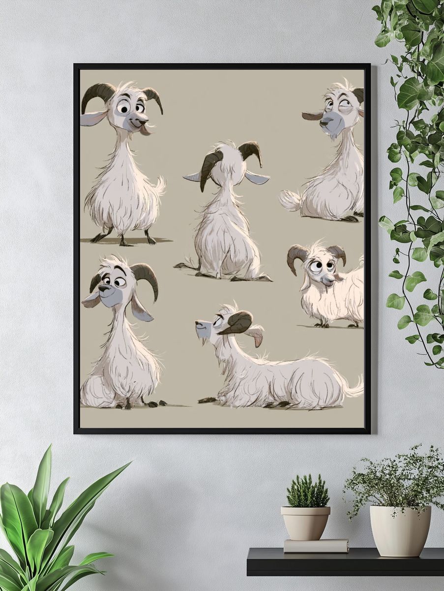 Whimsical Goat Character Poster. — room view 4