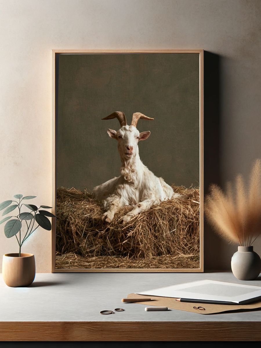 Goat Portrait Photography Poster. — room view 2