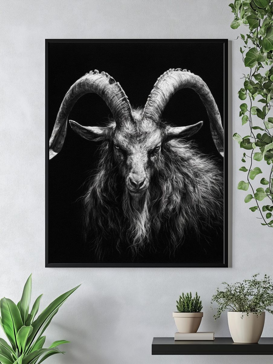 Black Goat Portrait Photography Poster. — room view 4