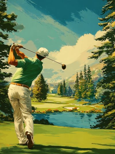 Golfer Swinging — Vintage Print. poster