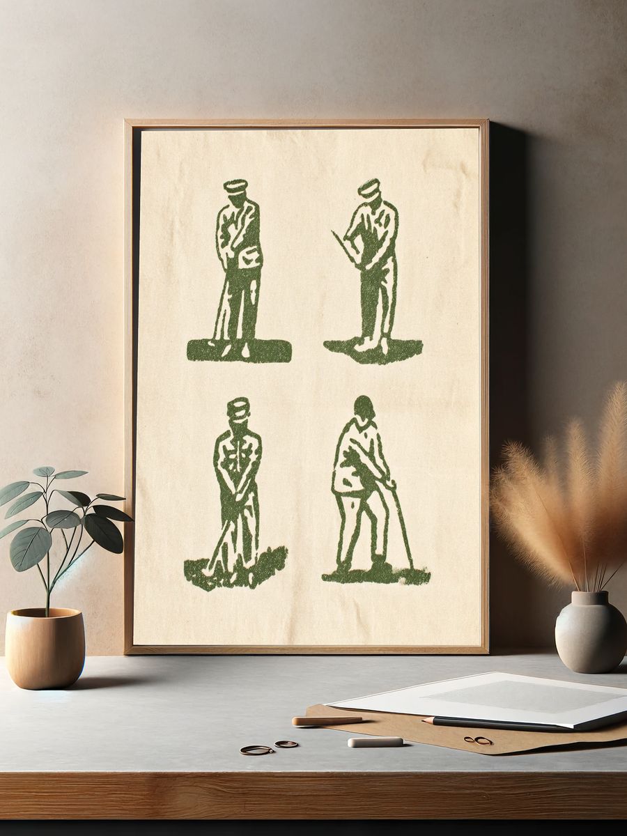Vintage Golf Swing Techniques Poster. — room view 2