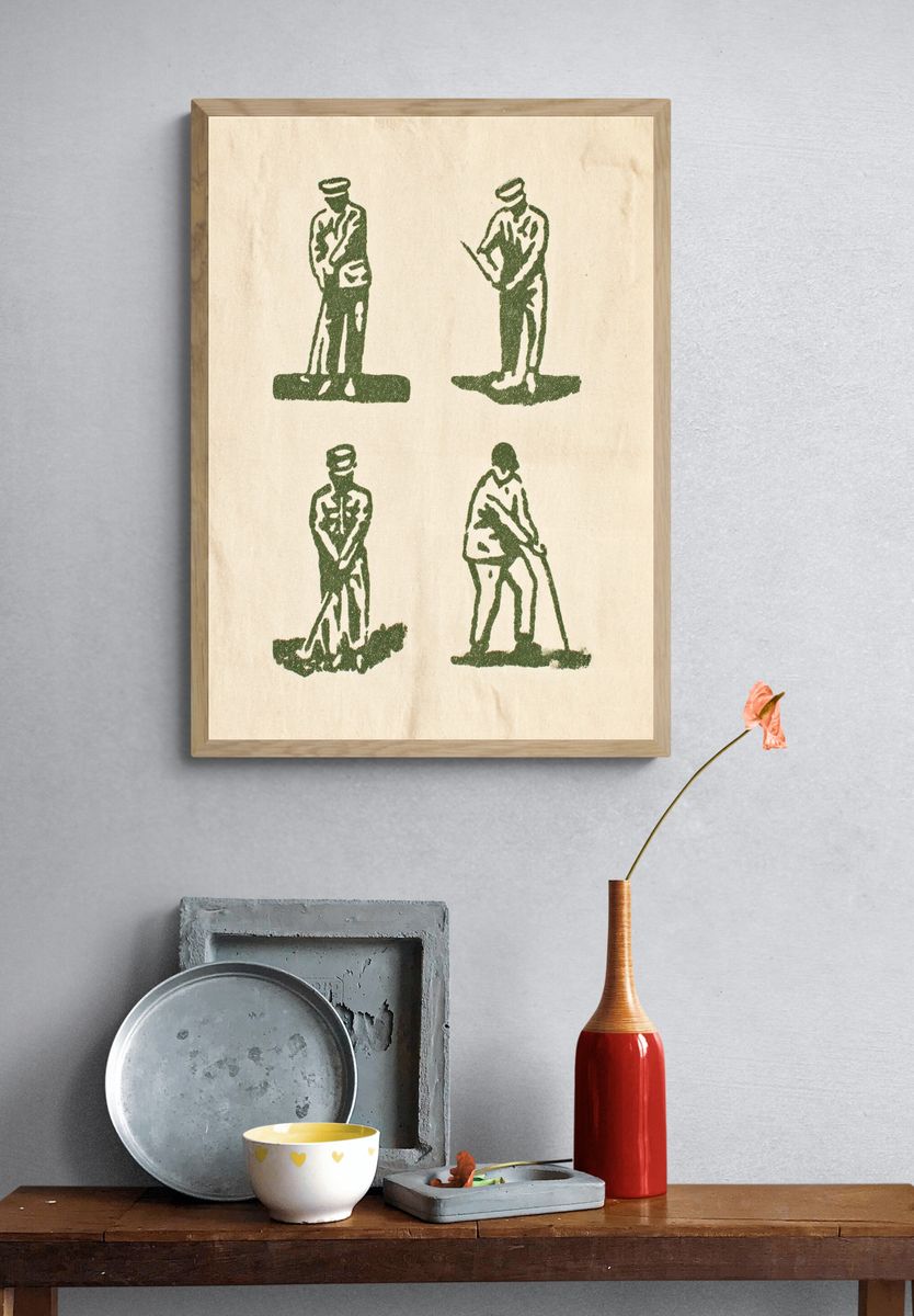 Vintage Golf Swing Techniques Poster. — room view 3