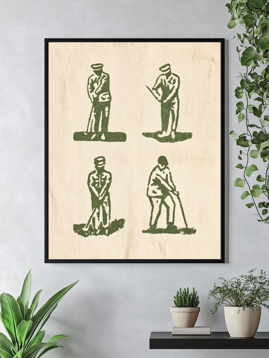 Vintage Golf Swing Techniques Poster. — room view 4