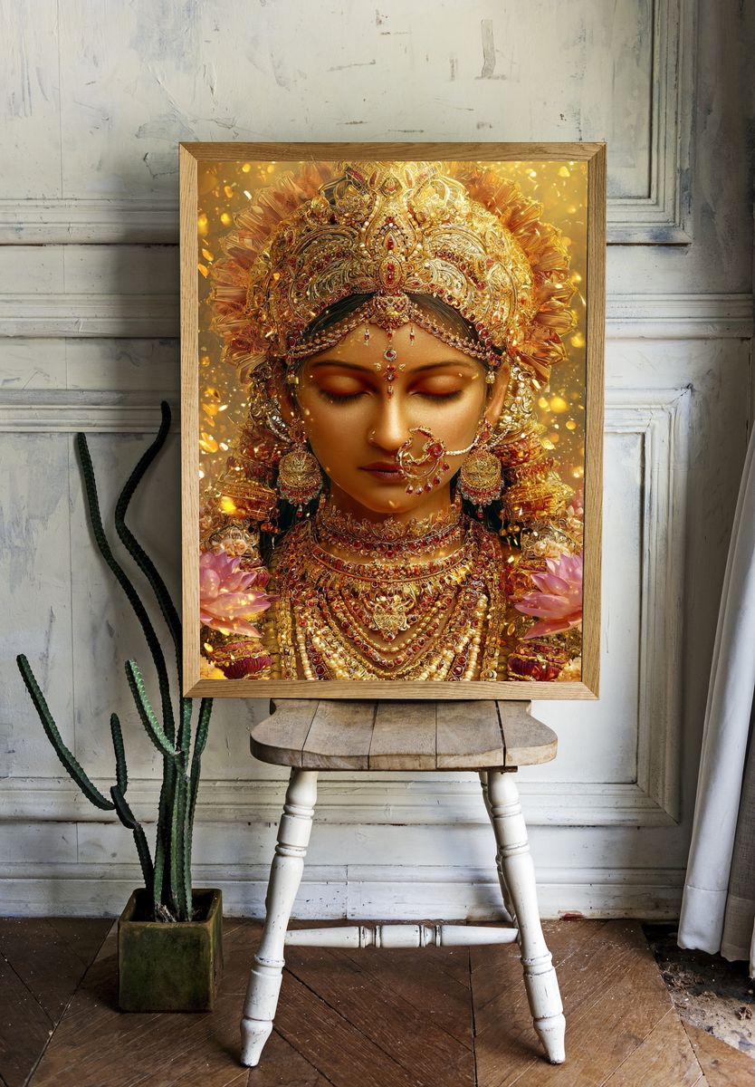 Golden Goddess Portrait Print room preview