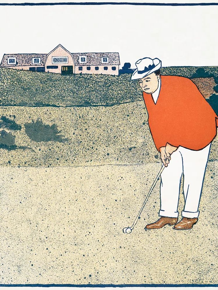 Golfer in Action — Vintage Print. poster detail