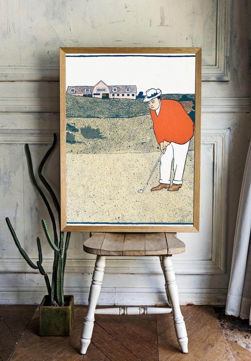 Golfer in Action — Vintage Print. — room view 1