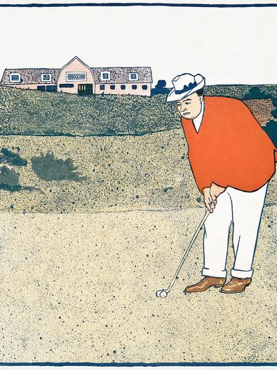 Golfer in Action — Vintage Print. poster print