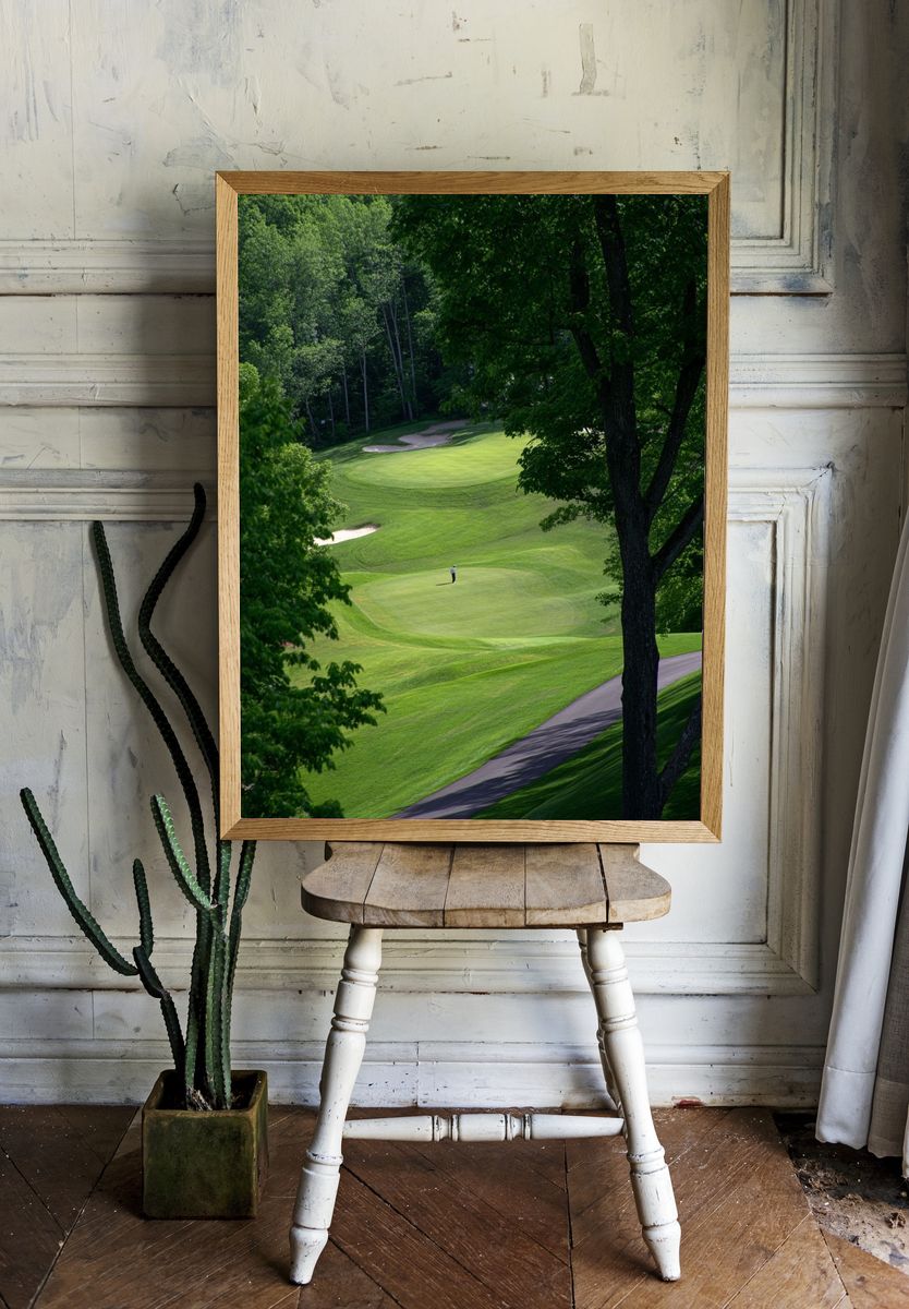Green Golf Course Landscape Poster. — room view 1