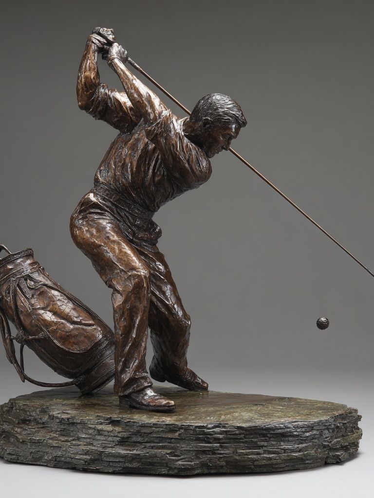 Golf Swing Bronze Sculpture Print. poster detail