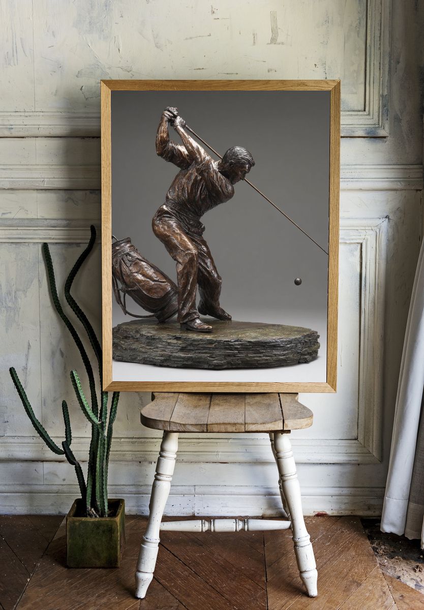 Golf Swing Bronze Sculpture Print. — room view 1
