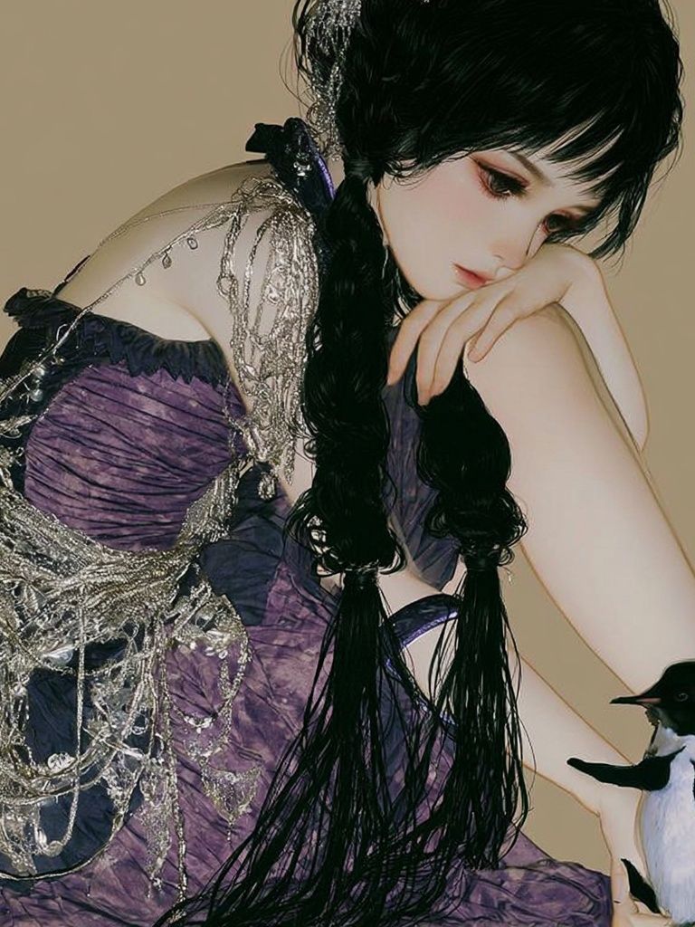 Gothic Girl with Penguin Photography Poster. poster — photography art