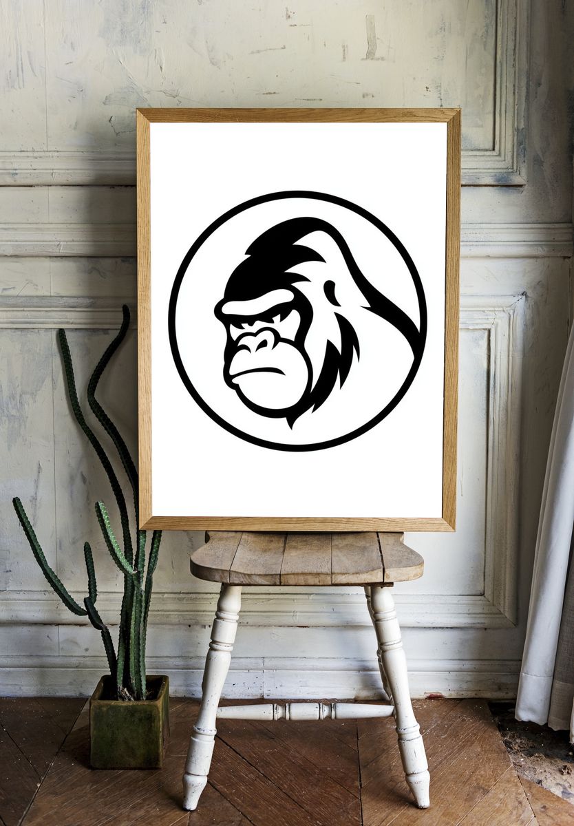 Gorilla Head Minimalist Poster. — room view 1
