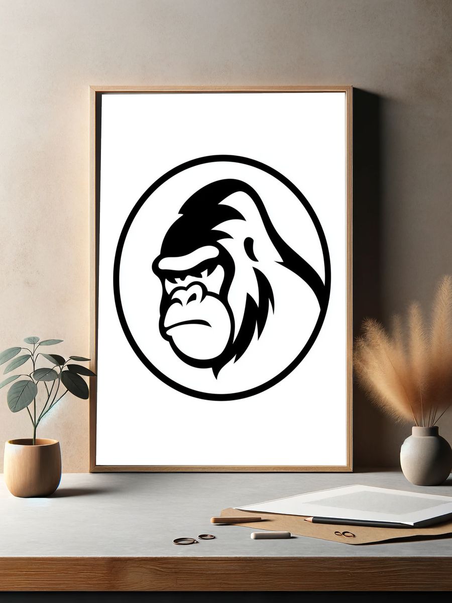 Gorilla Head Minimalist Poster. — room view 2