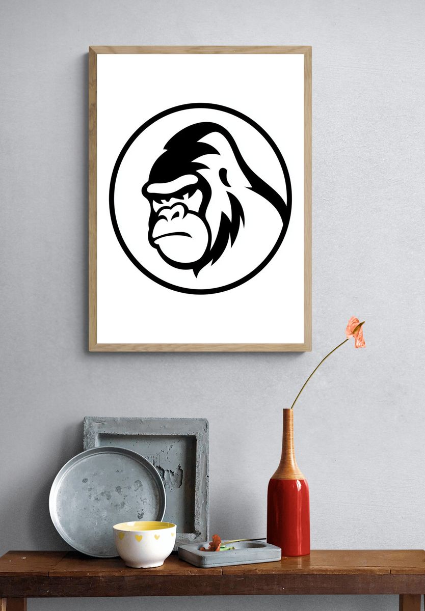 Gorilla Head Minimalist Poster. — room view 3