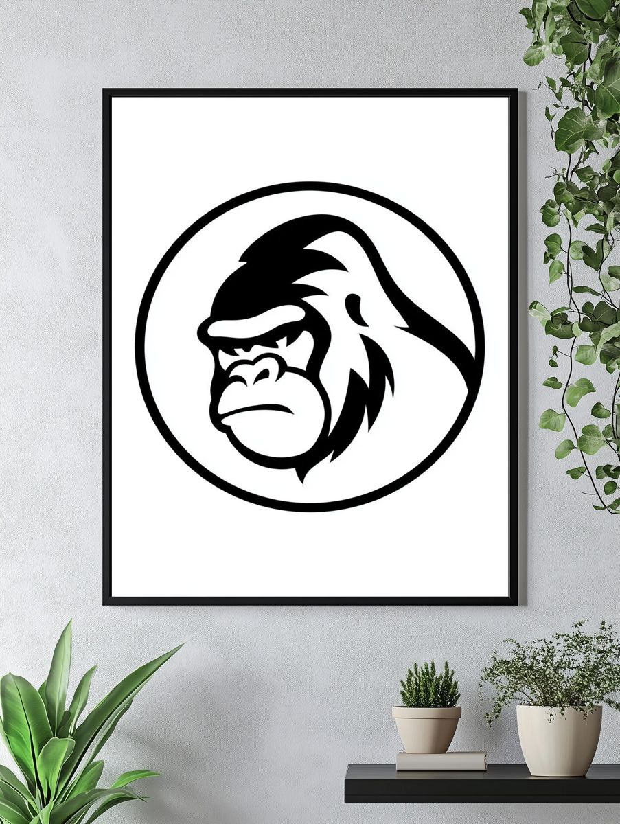 Gorilla Head Minimalist Poster. — room view 4