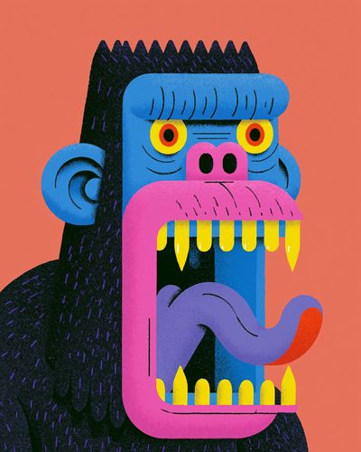 Colorful Gorilla Portrait Poster. poster