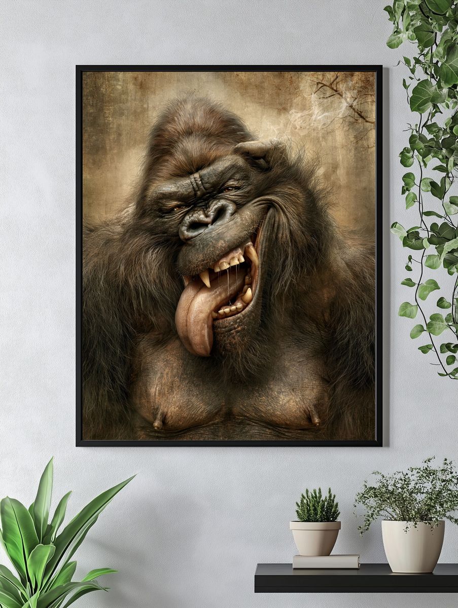 Roaring Gorilla Portrait Poster. — room view 4
