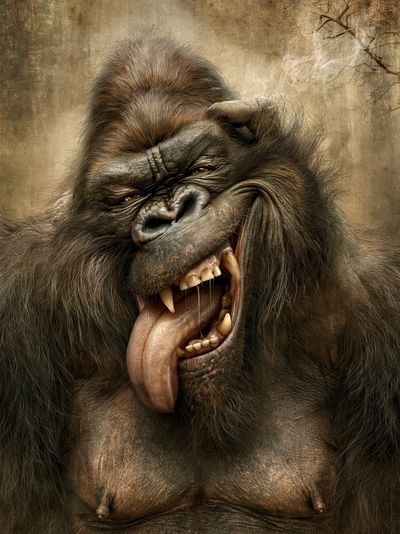 Roaring Gorilla Portrait Poster.