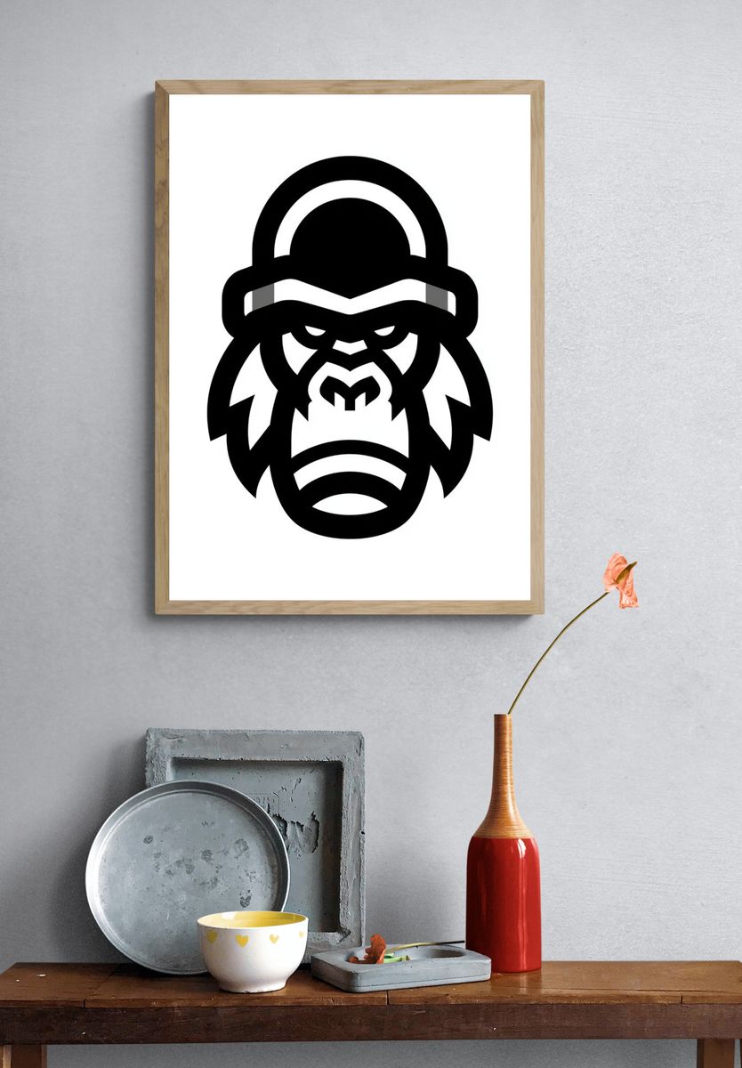 Gorilla Head Minimalist Print. — room view 3