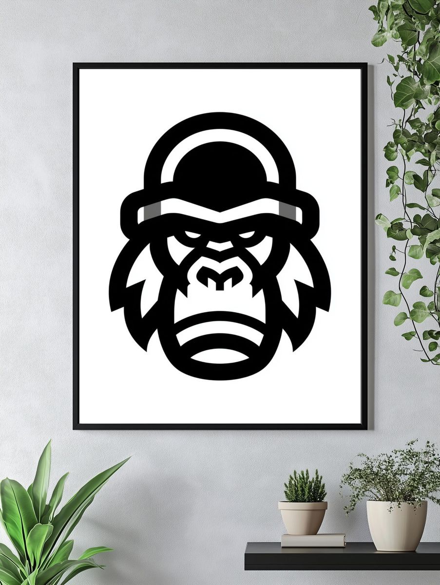 Gorilla Head Minimalist Print. — room view 4