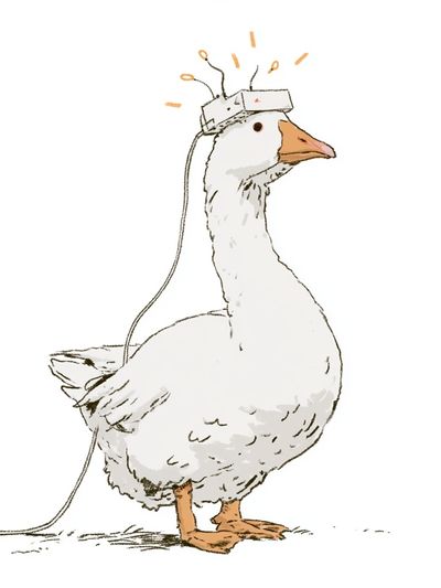 Goose with Headset Illustration Print. poster