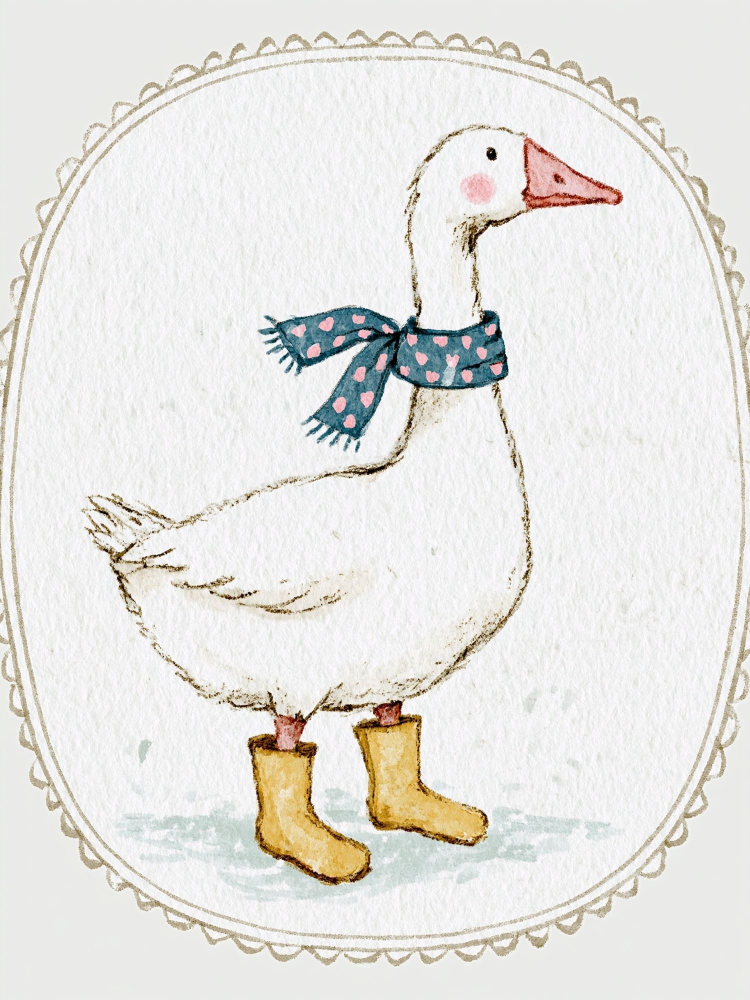 Cute Goose Watercolor Print. poster detail