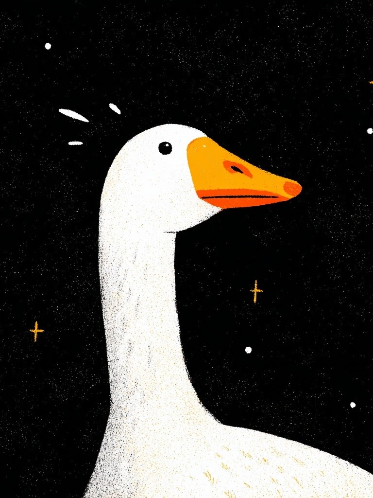 Whimsical Goose Illustration Poster. poster detail