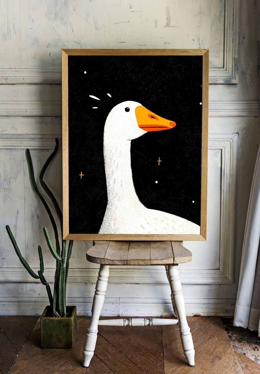 Whimsical Goose Illustration Poster room preview