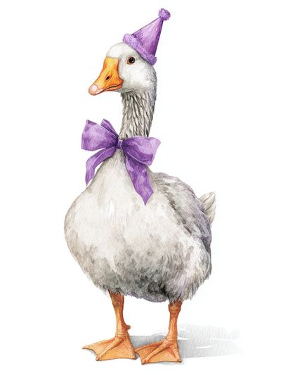 Party Goose — Watercolor Illustration Print. poster