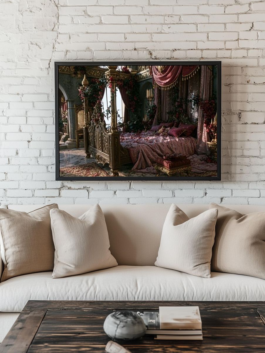 Gothic Canopy Bedroom Print. — room view 1