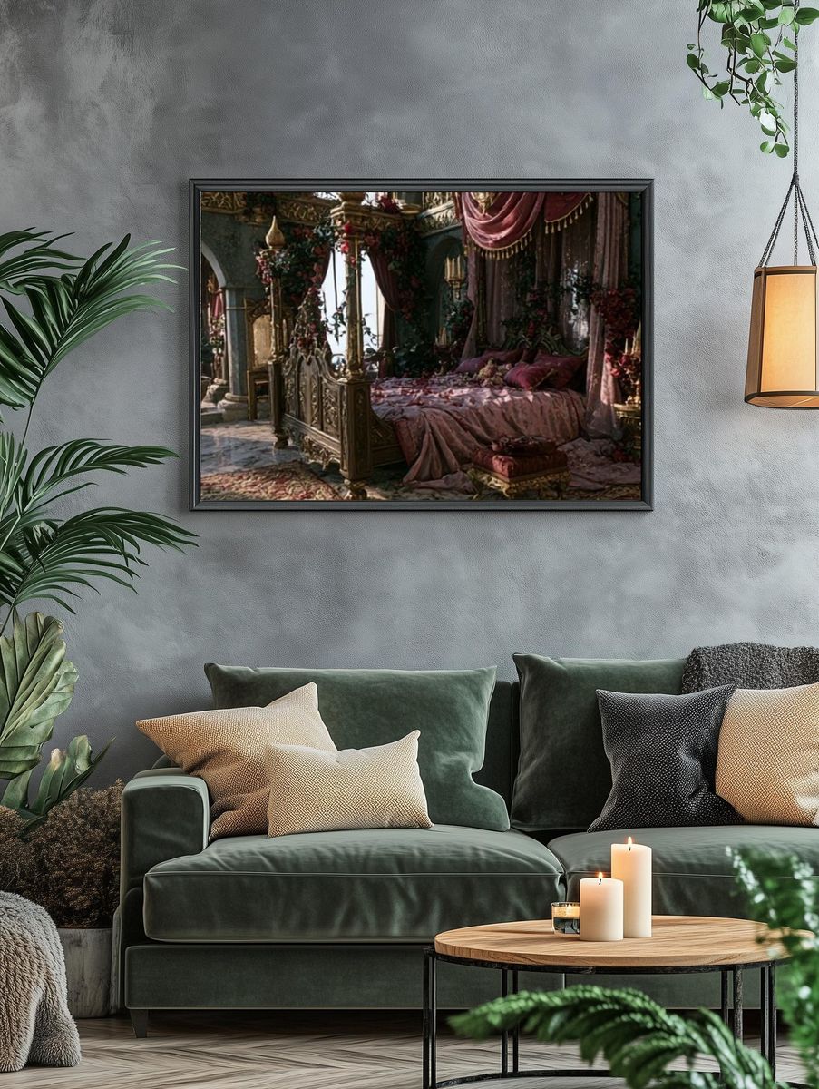 Gothic Canopy Bedroom Print. — room view 4