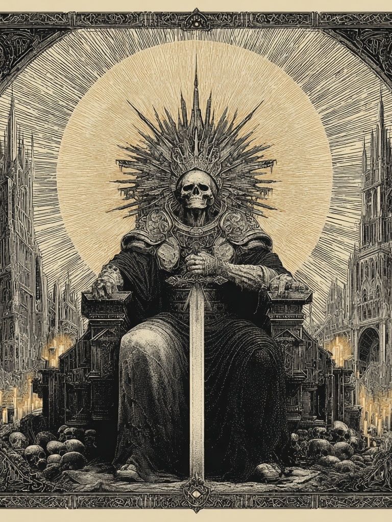 Gothic Skull Throne Illustration Poster. poster detail