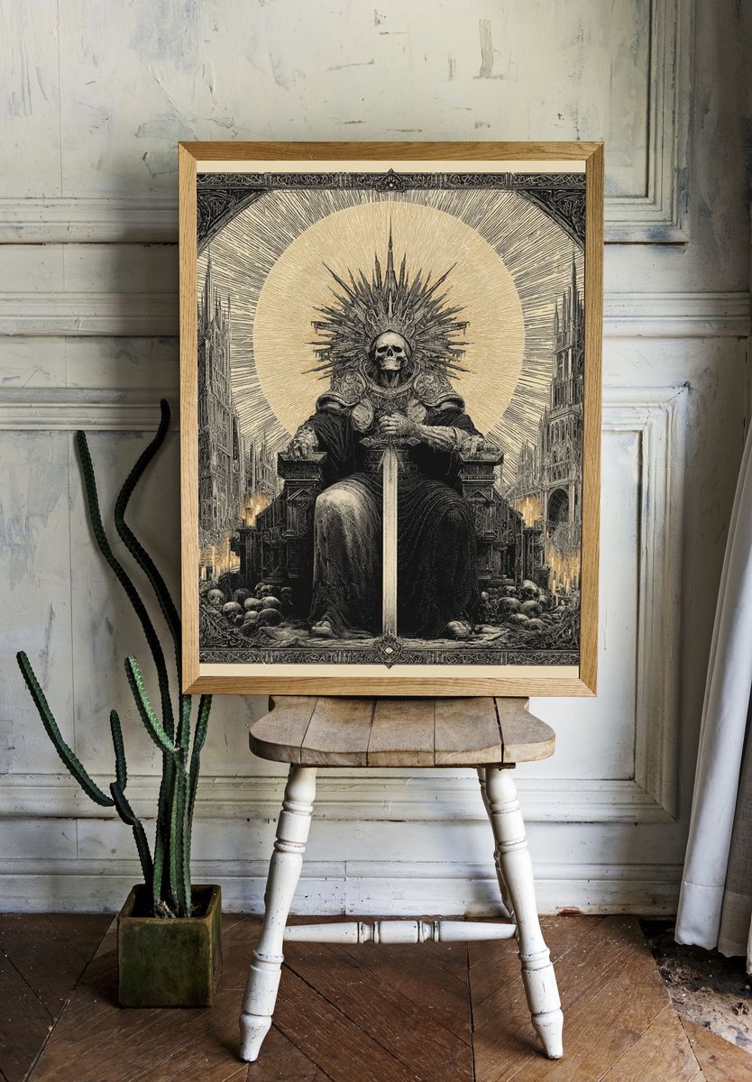 Gothic Skull Throne Illustration Poster room preview